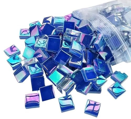 Tesselles Mosaique 100 pièces (100g/3.52oz) carreaux de mosaïque en verre émaillé brillant 4mm/0,16 pouces d'épaisseur 1cm/0,39 pouces, carreaux artisanaux carrés, matériaux de fabrication de mosaïque