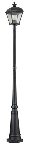 Licht-Erlebnisse Wegeleuchte außen 216,4 cm hoch Schwarz IP44 Glas Alu E27 Vintage Design Außenleuchte Stehlampe Garten Mastleuchte Hof