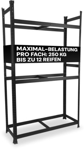 ALL Premium Reifenregal 12 Reifen 180x110x40cm schwarz, 250kg Traglast, Reifenregal 8 Reifen Reifenständer und Reifenhalter, Felgenbaum Garagen Zubehör für Garage & Lager