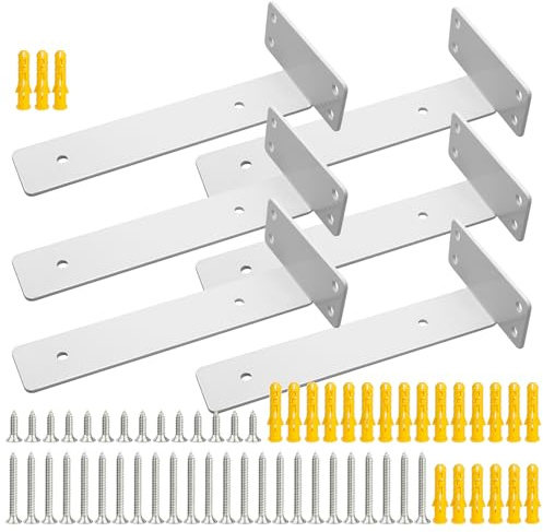 ZHIYUQL® 6 Stk Schwerlast Regalhalterung Schwebend Regalträger Unsichtbar Schwerlastwinkel Wandmontage Regalhalter Metall Winkel Regal 75KG Tragkraft (Weiß)