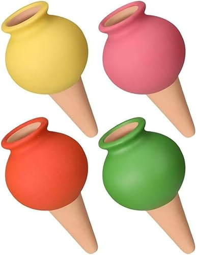 Terracotta Self Watering Globes, 4PCS Self Watering Spikes, Slow Release Self Watering Planter Insert, Plant Watering Globes for Outdoor and Indoor Plants