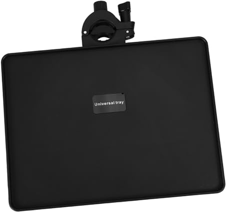 Mikrofonständerhalterung Clip On Tablett Höhenverstellbar, Schwarz | Verdickte Ablage mit Höheren Kanten, Abs und Metall, für Notenständer und Mikrofonständer