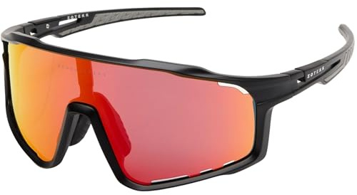 ZOTEKK Fahrradbrille - Sport Sonnenbrille für Radfahren, Laufen & Outdoor | UV400 Schutz, Anti-Beschlag & Leichtgewicht | Perfekte Passform für Damen & Herren | Schwarz