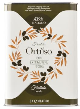 Frantoio Ortuso - Olio Extravergine d'Oliva EVO Fruttato Medio, Linea Frantoio, Latta da 3 L, da Olive Gentile di Larino e Leccino, 100% Italiano, Estratto a Freddo