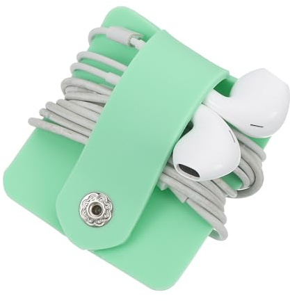 sourcing map Earbuds Holder Case, Earphone Wrap Headphone Case Cord Manager Cable Organizer Winder, Green