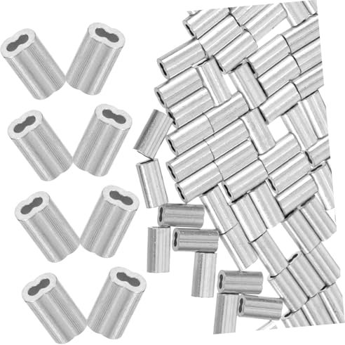 BESTOYARD 100Piezas Aluminio con Doble Orificio para Engarzar Cables Metálicos Abrazaderas de Aluminio Resistentes para Conexiones de Cuerdas y Cables