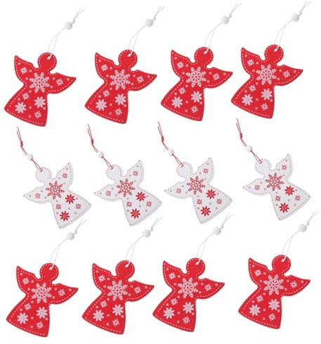 Uonlytech 20 piezas Colgantes de Madera Ángel Navidad para Árbol Adornos Colgantes Decoración Festiva Durable Fácil de Colgar