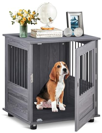 Hundlåda, trä inomhus sidobord kennel för små hundar, möbelstil med lås och spärrar för valpar och chihuahuas