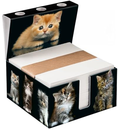 PrintCollect Zettelbox CATS „handmade“, ersetze/ergänze mit deinen eigenen Katzen-Fotos, stabil verarbeiteter 400g-Hartkarton, 750 Notizzettel 120g-Papier