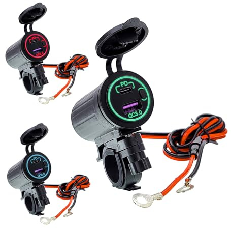 Bike Phone Chargers - Black Pd Fast Charging Unit, Double Usb Port Adapter, Motorcycle Power Supply, Gps Device Charger | Pd Quick Charger for Cell Phones Gps Cameras Motorcycle Travel Use