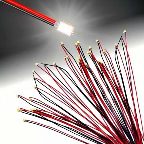 30 Stk. 0805 SMD LED bedrahtet, Micro LED vorverdrahtet 16CM, Mini LED Modellbau Beleuchtung für DIY, Modellbau LED Beleuchtung RC Auto, Modellbahn & Miniaturen (Weiß)