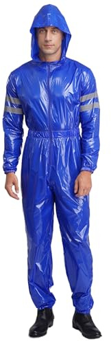 Miutii Unisex arbetsoverall herr skyddsoverall vattentät overall huva helkroppsdräkt arbetsoverall industri hantverkare arbetskläder, blå, S