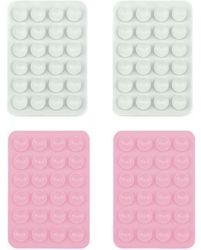 MUNZE Ventosa Per Cellulare, 4 Pezzi, Rosa Bianco Silicone Standard, Per Selfie Video E Ricarica