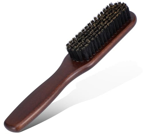 Gsbnjuy Slick Back Hairbrush Men Beard Brush Hair Brush Nature Boar Bristle | Wooden Handle Stiff Bristles, Grooming Brushes for Thick Fine Hair, Smoothing Detangling Styling Beard Straightening