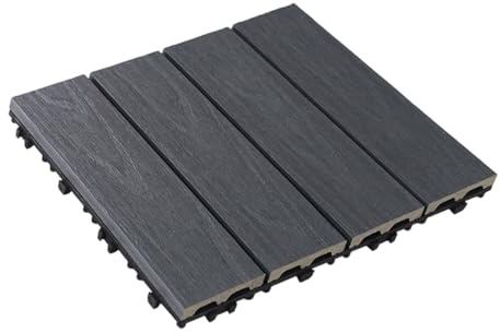 Blissbuilt 6 Azulejos de terraza de WPC,30 x 30 cm,baldosa de Suelo para balcón,Azulejos de jardín con Sistema de Clic,Resistente al Agua,0.5 m²,Resistente a la Intemperie,para Porche Patios Jardin