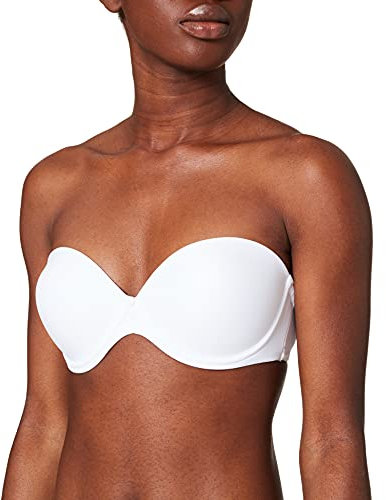 Selene, Reggiseno Donna a Fascia, con Coppe Doppio Push-Up e Ferretto, Spalline Inseribili, Collezione Carlota, Colore Bianco, Taglia 4B