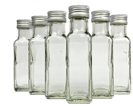 hocz Glasflaschen Set mit Schraubverschluss Silber | 20 teilig | Füllmenge 100 ml | Maras Saftflaschen Spirituosen Likörflaschen Setzen Sie ganz einfach Ihr eigenes Öl an