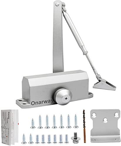 Onarway Door Closer Size 3 Automatic Spring Hydraulic Door Closure, Closing Speed Adjustable, Commercial & Home Use for 45~60kg Weight Door, Aluminum Alloy, EN1154 Certification