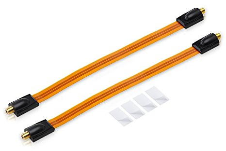 conecto 2X Premium Fensterdurchführung für SAT Kabel koaxial inkl. Klebepads (F-Kupplung auf F-Kupplung, vergoldet) 30 cm