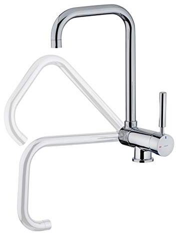 TEKA Grifo de Cocina Monomando, Caño Alto Giratorio y Abatible, Aireador Anticalcáreo, Sistema Easy-Quick, Latiguillos AENOR 3/8”, MTP 984