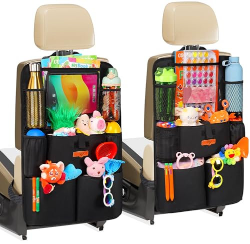 SURDOCA Organiseur de siège de voiture – 4ème génération amélioré pour siège arrière de voiture jusqu'à 11, 8 poches, rangement de jouets pour enfants, protection imperméable pour siège arrière pour