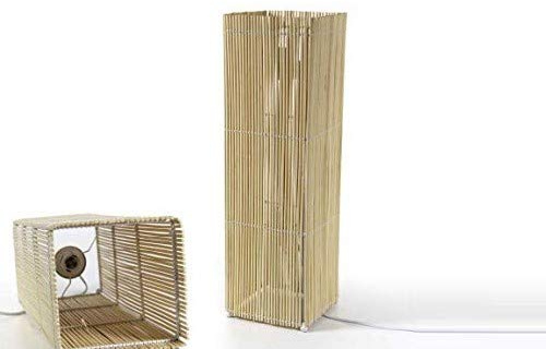 Lampada piantana con base quadrata intreccio di canna di bamboo portalampada E27 colore naturale 18,5 * 18,5 * 63 cm XDH-797149