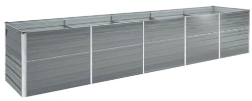vidaXL Garden Raised Bed Galvanised Steel 400x80x77 cm Grey