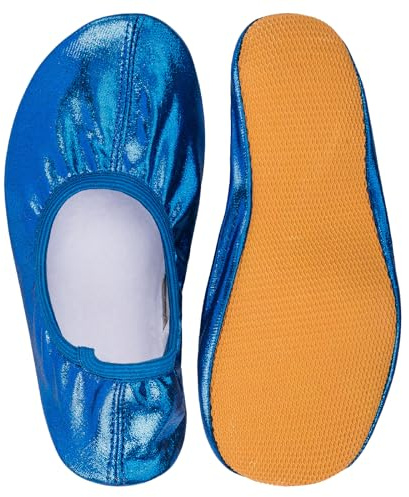 Siegertreppchen Gymnastikschuhe Glitzer Blau (Größe 33) Turnschläppchen für Mädchen & Jungen - Atmungsaktive & rutschfeste Ballettschuhe – Ballerinas