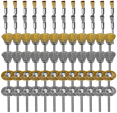 EEEKit 72PCS Drahtbürste Bohrmaschine, Messing Stahl Drahtrad Polier-Reinigungsbürsten-Set, zum Entfernen von Rost und Korrosion, Lackpolitur kompatibel mit 1/8(3 mm) Griff Dremel Rotationswerkzeug