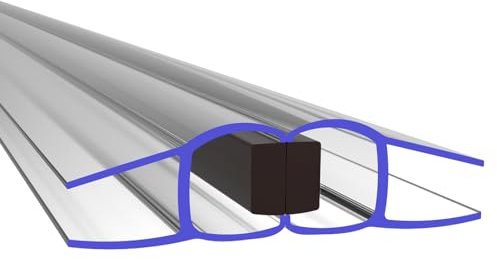 Junta de ducha para puerta de ducha, junta de goma, con imán, impermeable, 200 cm, 180°, grosor del cristal: 6 mm x 1 par
