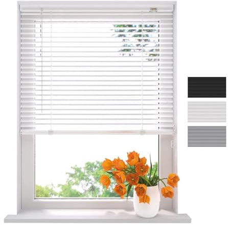 Radeco® Aluminium Jalousie 40 x 130 cm weiß 25mm lamellen, Größen von 40 bis 220 Breite, Fenster jalousien innen, lamellenrollo, Jalousie Aluminium, Jalousie 40 cm breit