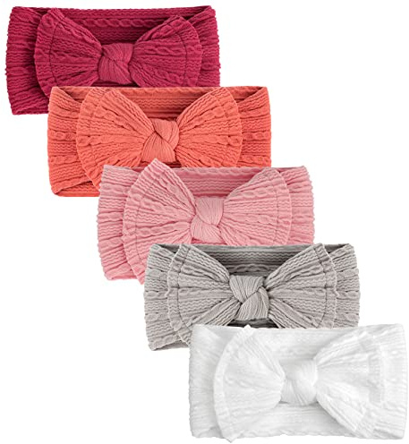 DRESHOW 5 Pièces Bébé Bandeaux Bébé Fille Bandeau Cheveux Bande de Cheveux Arc Bande de Cheveux Bandeaux Accessoires Bébé Fille Enfant Turban Bandeau