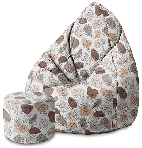 DreamRoots Bean Bag 80x80x120cm - Sitzsack mit Lehne und Hocker und Bezug - Sitzkissen Boden Erwachsene mit Füllung M