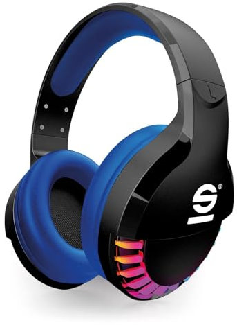 Celly, Auriculares inalámbricos Speed, línea Sparco, Auriculares Gaming Over Ear, con diseño Funcional y Diadema Ajustable, micrófono Incorporado y Control Remoto con Luces LED Rainbow