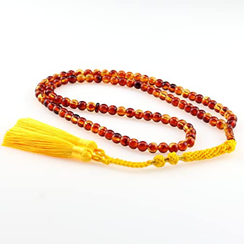 beirunde Muslimische Gebetsperlen, Islamische Dhikr Tasbeeh, Tasbih, 99 braune Harzperlen mit Quaste