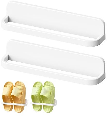 momgyaamz Schuhregal Wandmontiertes Schuhhalter Ohne Bohren Kunststoff Schuhaufbewahrung Hängeregal, Schuhen Organisierer Aufbewahrungsregal für Tür Badezimmer Flur & Diele Küche, 2 Stück