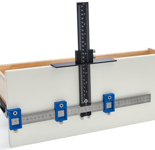 VEVOR Cabinet Hardware Jig, Aluminum Alloy and Stainless Steel Cabinet Handle Jig with Center Punch, Adjustable Cabinet Hardware Template for Installation of Door Drawer Front Knobs Handles and Pulls