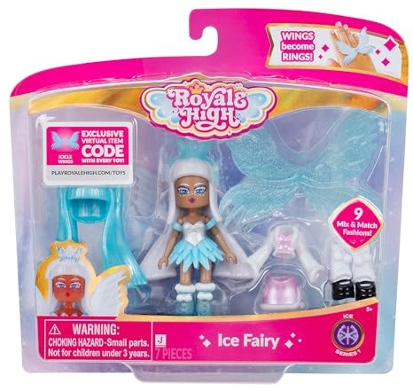 Royale High Bambola alla moda Ice Fairy da 7,6 cm, 1 figura con 9 accessori alla moda, codice articolo virtuale incluso, serie 1, età 5+