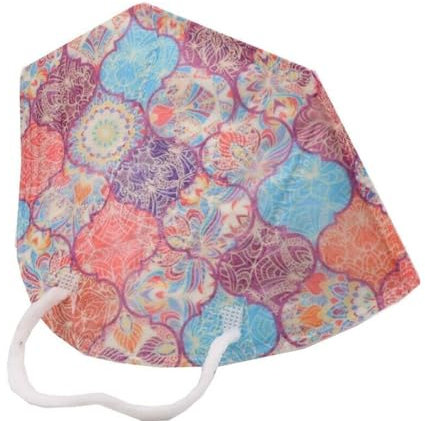 TubeRoo FFP2 Maske Bunt mit Muster Motiv Ornament 10 Stück M6 farbig Farbton beige rot blau orange, weiche Ohrschlaufen, Versand aus Deutschland, Atemschutzmaske, Mundschutz-Maske für Frauen, Damen