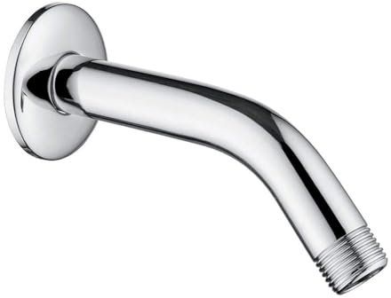 JINYOMFLY Duscharm Brausearm 15,2 cm, Rund Wandarm Duscharm mit Dekorativer Flanschabdeckung, Brausearm Wandarm für Kopfbrause, Dusche Verlängerung Arme Rohr für Badezimmer, G1/2“-Gewinde, Chrom