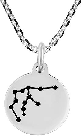 AeraVida Aquarius Zodiac Constellation Pendant .925 Sterling Silver Necklace Astrology Star Sign Design Cable Chain Lobster Claw Closure Celestial Minimalist Jewelry for Women