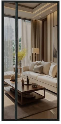 Fliegengitter Balkontür magnet, 85x200cm, Rechten/Linken Öffnungs, Schwarz