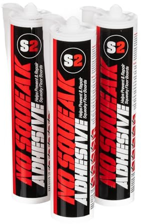 S2 No Squeak Floorboard Adhesive 290ml Grey, 3 Tubes | Hybrid adhesive that prevents and repairs squeaky floorboards with a strong, flexible permanent bond.