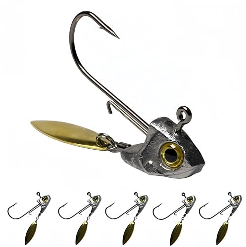 DAYUYUE 6 Stück 10g 5 Stück 13g jigköpfe Spinmad Jigkopf für Gummifische JigKopf-Spinner Schwenklöffelköder Weichköder kann installiert Werden Süßwasser-Meerwasser