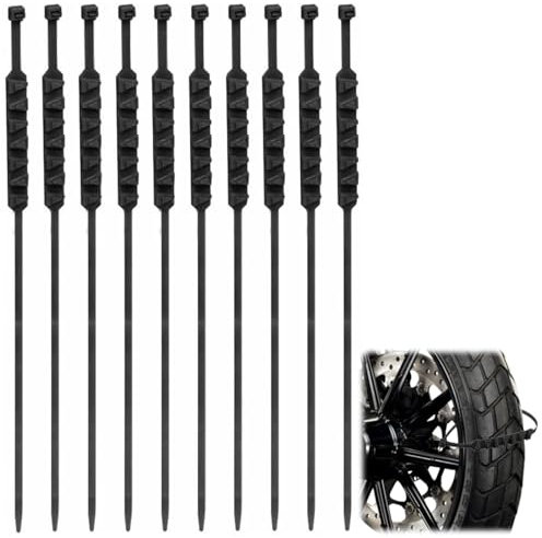 JAMSSOW Lot de 10 chaînes à neige pour pneus de moto, chaînes à neige, serre-câbles pour pneus de neige, réutilisables, réglables, anti-neige (noir)