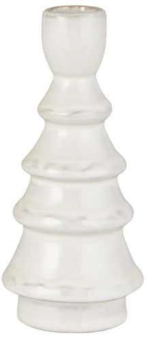 IB Laursen Kerzenhalter Tannenbaum Weiß Keramik für 1 Kerze 16 cm Kerzenständer