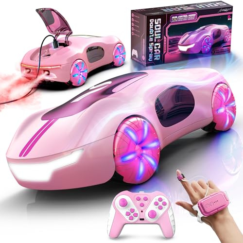 Ferngesteuertes Auto ab 6 Jahre Drift Car mit Licht und Sprühen für Kinder | USB-C wiederaufladbar 4WD, Sound , 360° Salto ,2,4 GHz Spielzeugauto mit Gestensensor Geschenk Junge Mädchen 6-12 Jahre