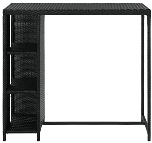 HETFTJN Esszimmertische Esstische Stehtisch Outdoor Bürotisch - Bartisch mit Regal Schwarz 120x60x110 cm Poly Rattan für Party Campingplatz Garten Konferenzraum