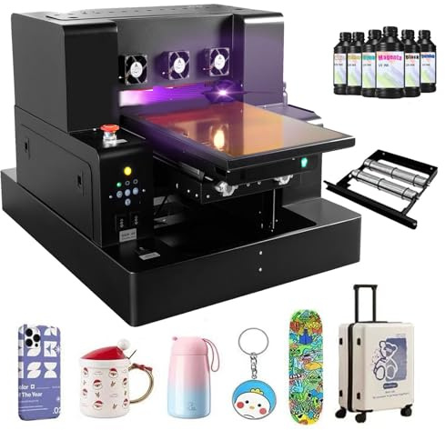 Furvveerr A3 Drucker UV Printe Flachbett Multifunktionsdrucker UV Drucker Farbe Ausgestattet mit XP600 Hochpräzisem Druckkopf für den Druck Auf Holz,Metall,Acryl,PVC