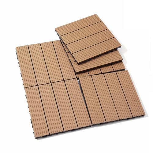 Modern Style Deck Brick Outdoor Laying Material 11.8 x11.8 (20 Pieces per Pack), with Interlocking Plastic Wood Deck Bricks, Sturdy and Durable, Resistant to Deformation, Easy to disassemble